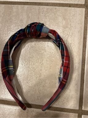 Plaid Knot Headband - Red Multi